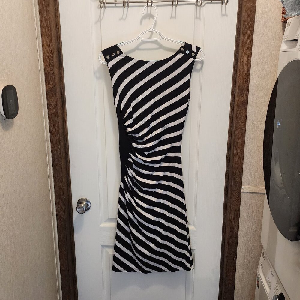 Sleeveless Striped Ruched Sheath Dress